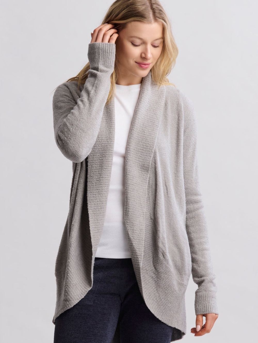 Barefoot Dreams CozyChic Lite Grey Circle Cozy Cardigan Size L/XL